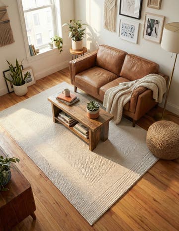 Ivory White Textura Designer Rug
