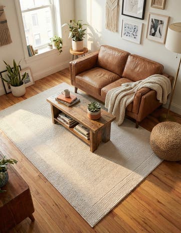 Ivory White Textura Designer Rug