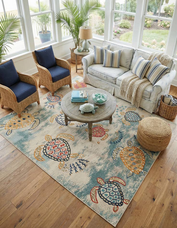 Detail image of 10' x 10'  Washable Capri Square Rug