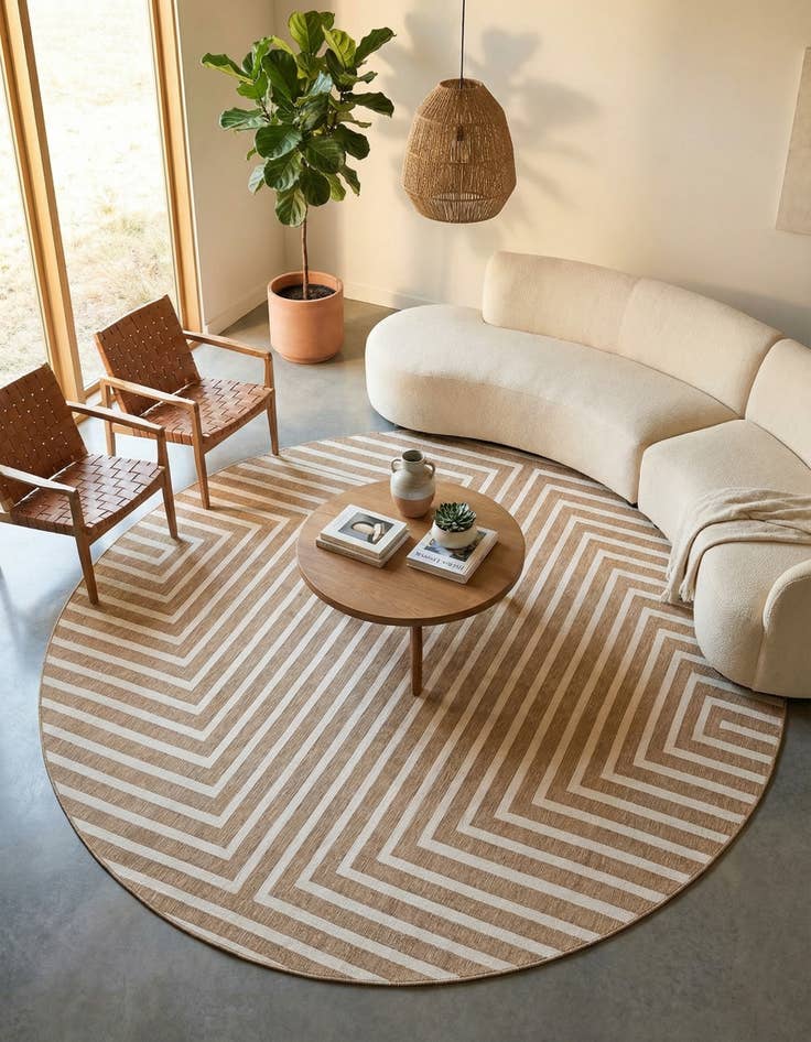 Detail image of 12' x 12'  Washable Modern Indoor / Outdoor Round Rug