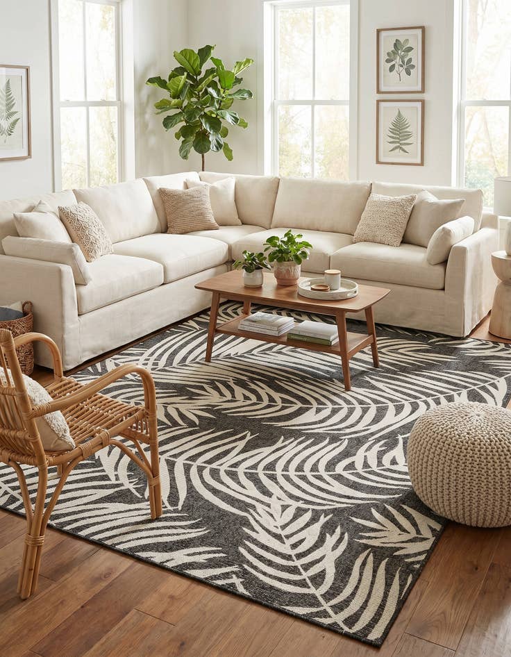 Detail image of 7' 10 x 10' Easy-Clean Botanical Indoor / Outdoor Rug