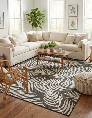 7' 10 x 10' Easy-Clean Botanical Indoor / Outdoor Rug