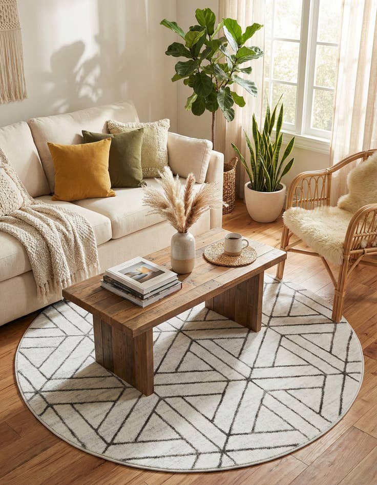 Detail image of 5' x 5' Lattice Trellis Round Rug