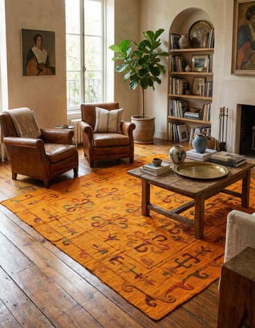 6' 5 x 7' 7 Hand Woven Kilim Suzani Wool Square Rug