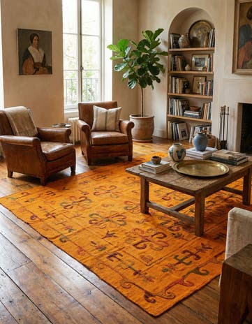 6' 5 x 7' 7 Hand Woven Kilim Suzani Wool Square Rug
