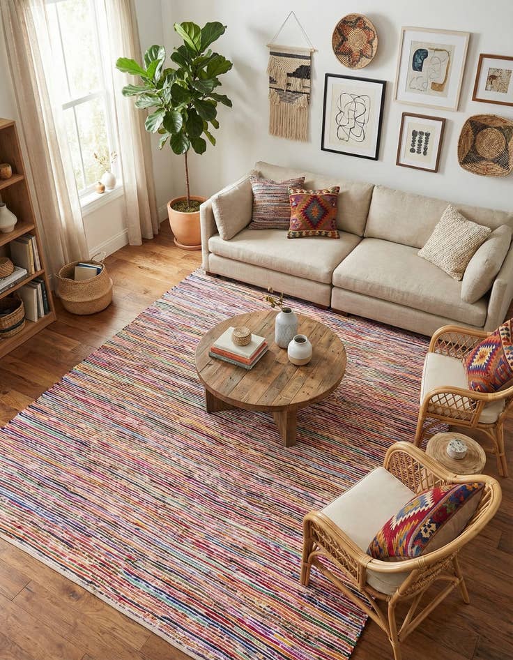 Detail image of 9' x 12' Hand Woven Chindi Cotton Rug