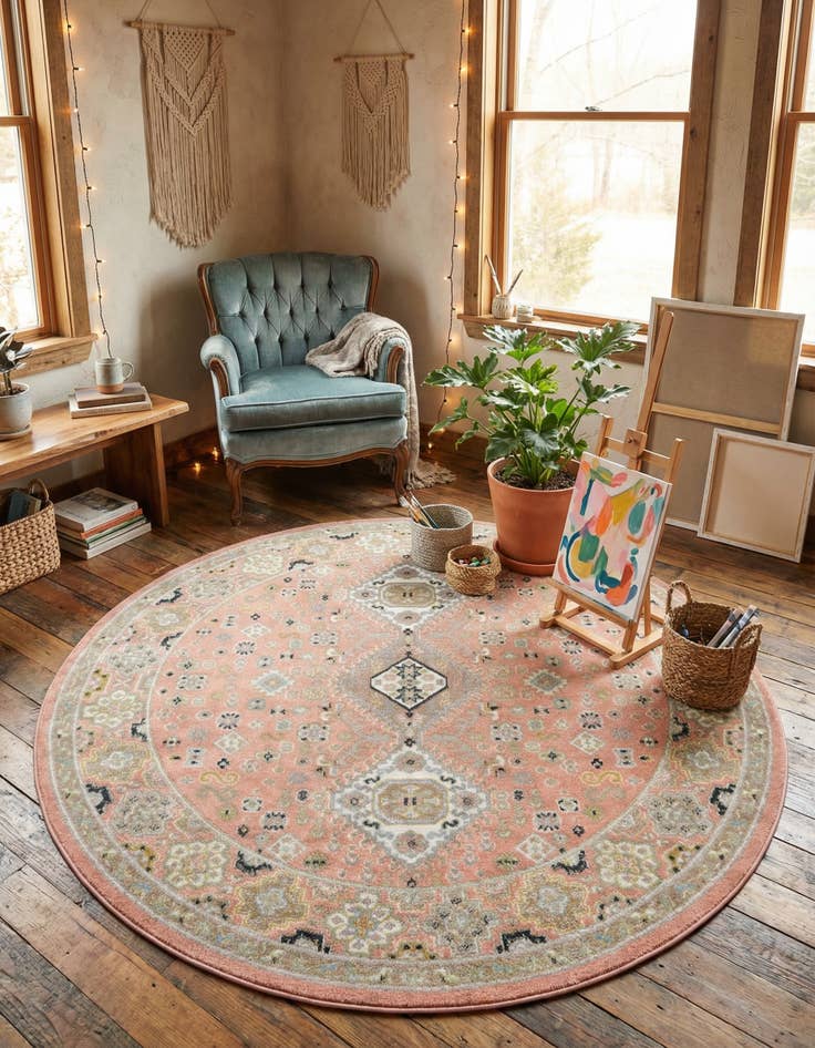 Detail image of 5' 3 x 5' 3 Kamala Washable Round Rug