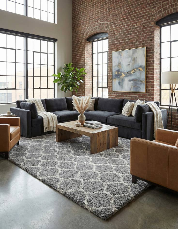 Detail image of 10' 8 x 14' Lattice Shag Rug