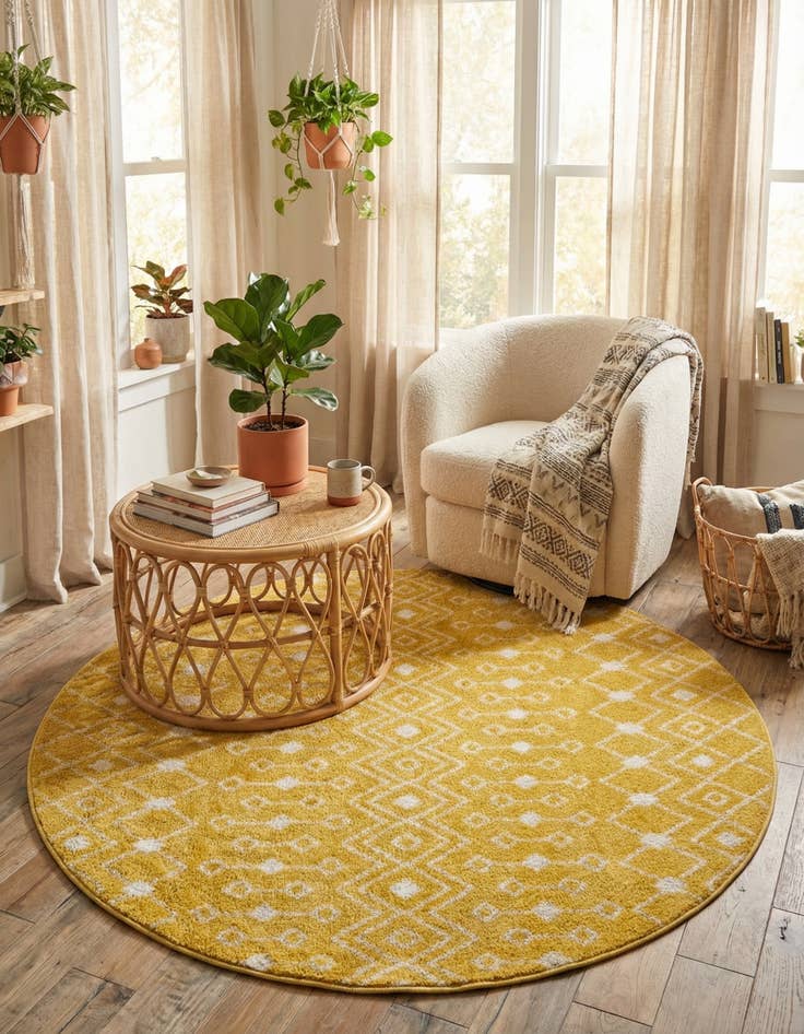 Detail image of 5' 3 x 5' 3 Moroccan Trellis Round Rug