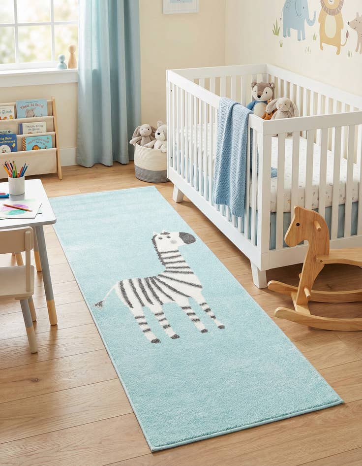 Detail image of  2' 2 x 6' 1 Zebra Whimsy Kids Runner Rug