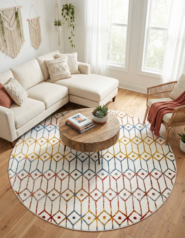 Detail image of 7' x 7' Lattice Trellis Round Rug