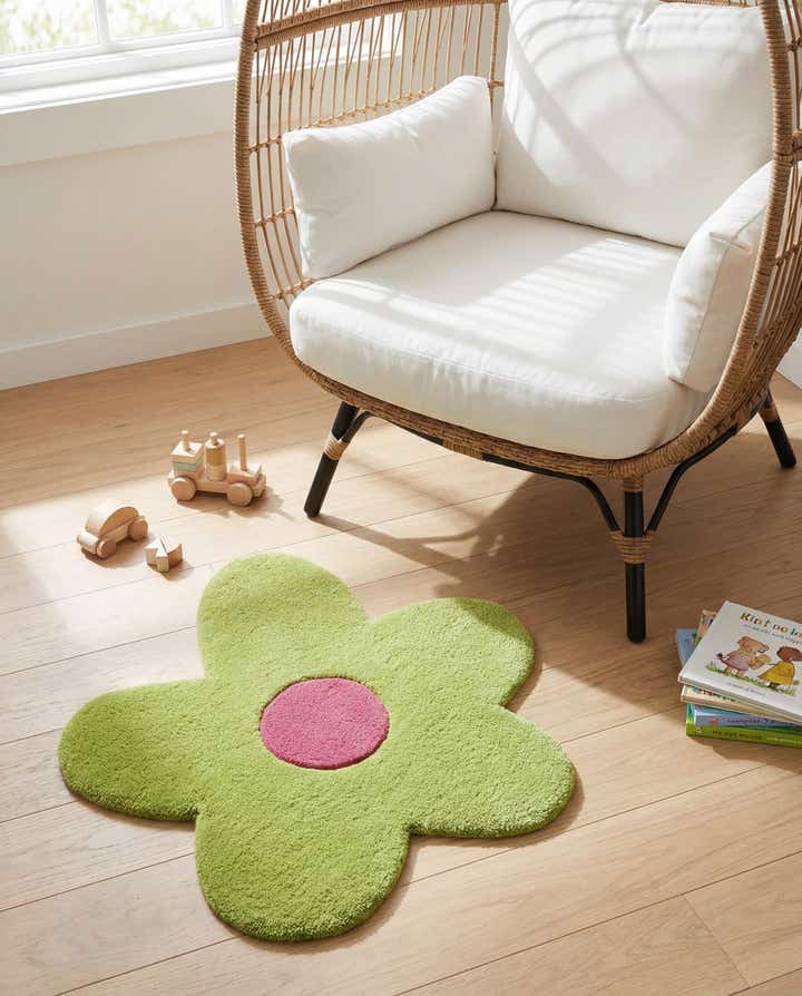 2' 2 x 2' 2 Happy Rugs Funky Flower Wool Round