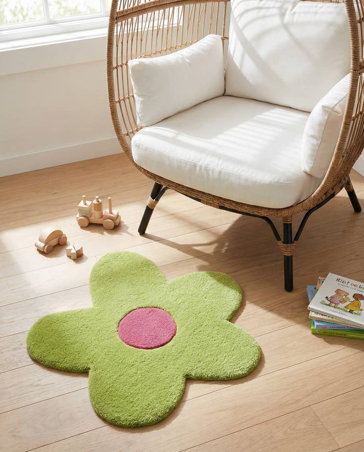 Detail image of 2' 2 x 2' 2 Happy Rugs Funky Flower Wool Round