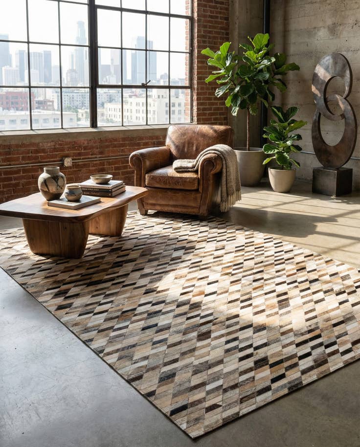 Detail image of 5' 1 x 7' 10 Cowhide - Patchwork Rug