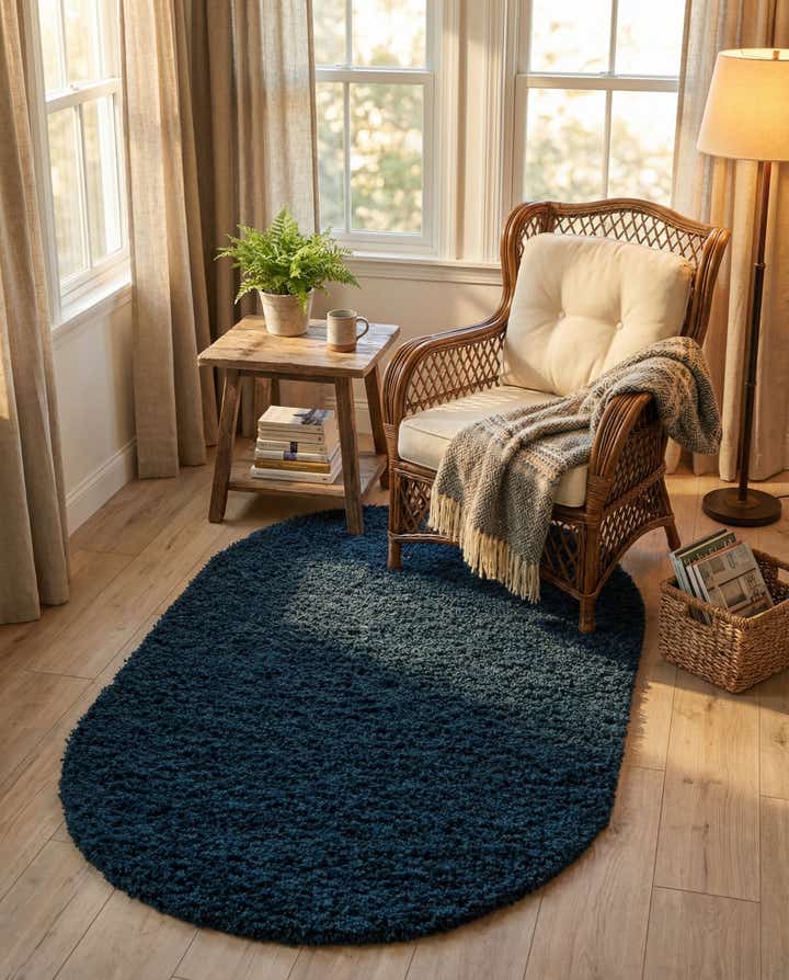 3' x 5' 3 Solid Shag Oval Rug