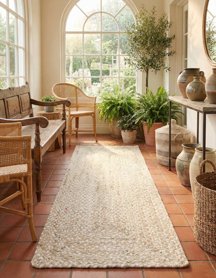 Detail image of 2' 6 x 6' 1 Handmade Braided Chindi Runner Rug