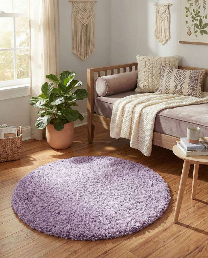 3' x 3' Solid Shag Round Rug