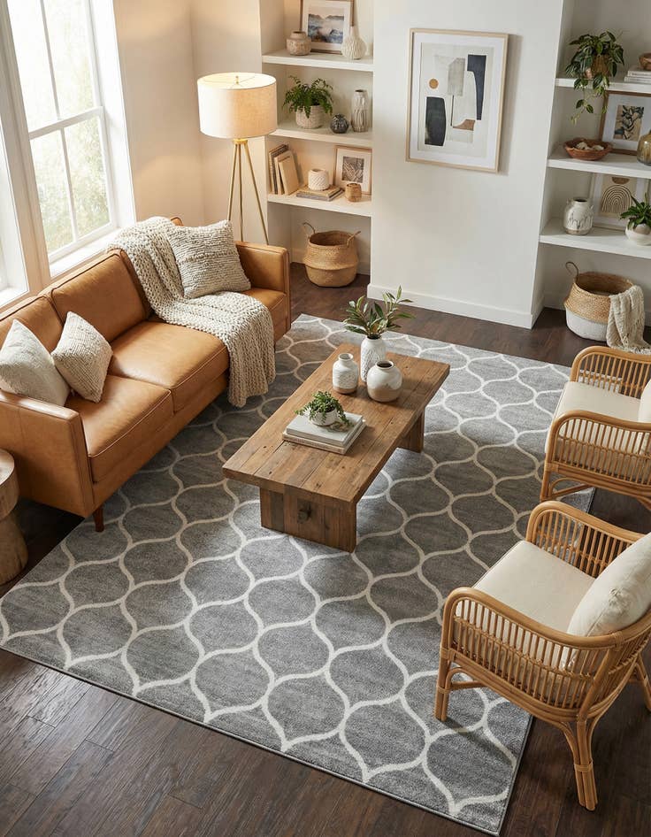 Detail image of 10' x 14' Lattice Frieze Rug