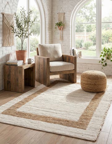White and Natural Hand Woven Chindi Jute Rug