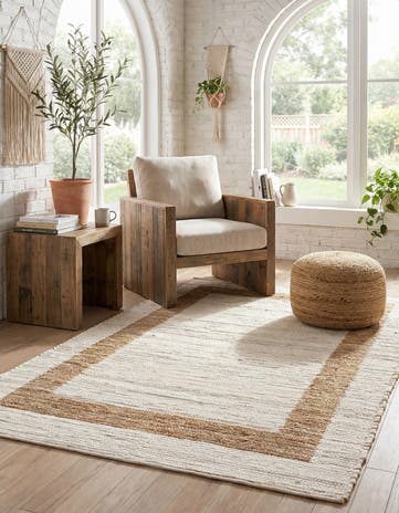 White and Natural Hand Woven Chindi Jute Rug