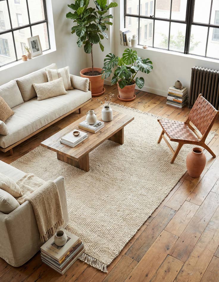 Detail image of 7' 1 x 10'  Hand Woven Chunky Jute Rug