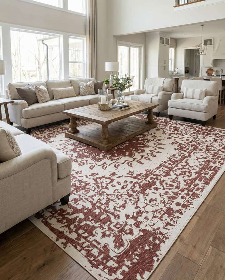 13' x 13' Easy-Clean Traditional Indoor / Outdoor Square Rug