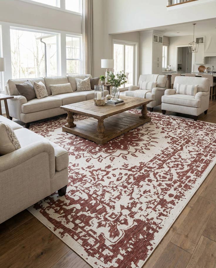 Detail image of 13' x 13' Easy-Clean Traditional Indoor / Outdoor Square Rug