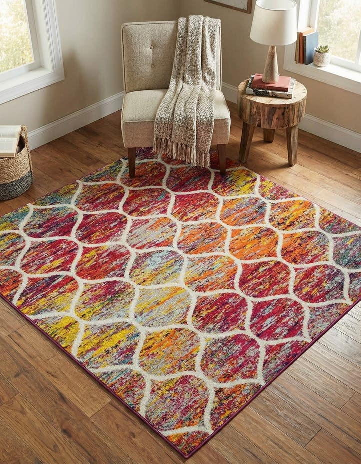 6' x 6' Lattice Frieze Square Rug