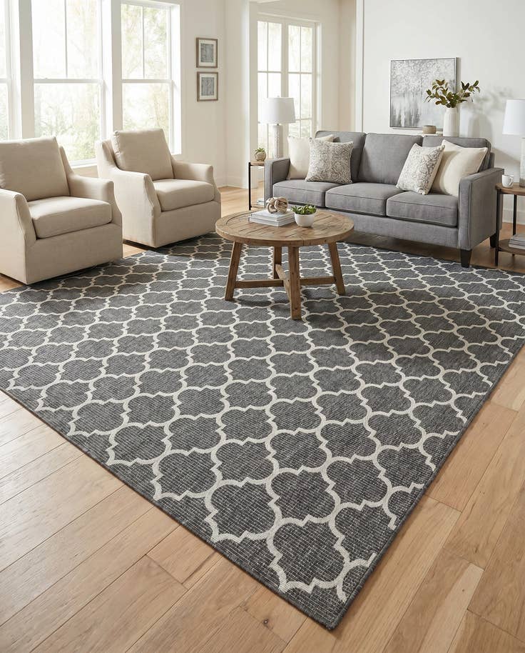 Detail image of 13' x 13' Easy-Clean Trellis Indoor / Outdoor Square Rug