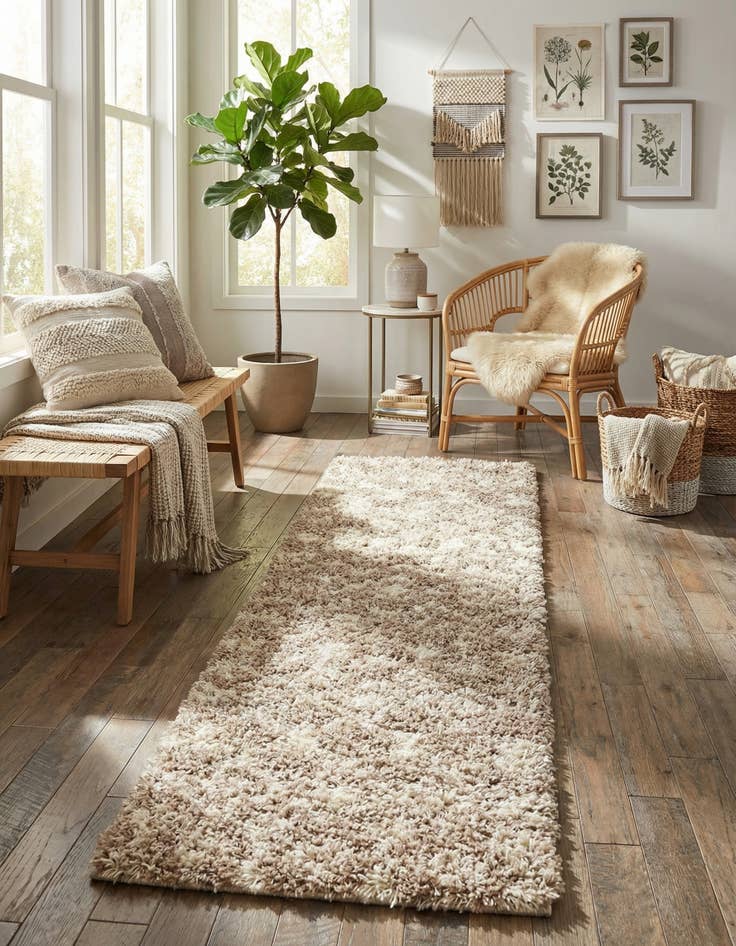 Detail image of  2' x 7' Moroccan Trellis Shag Runner Rug