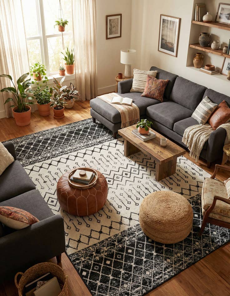 Detail image of 10' x 13' Moroccan Trellis Rug