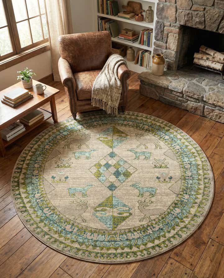 6' x 6' Washable Mesa Round Rug