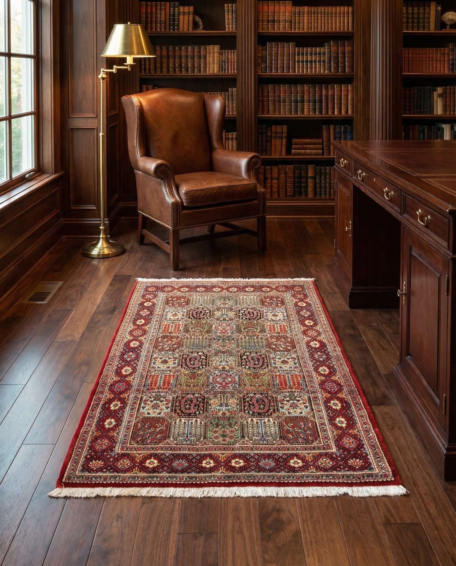 3' 6 x 4' 9 Hand Knotted Qom Persian Rug