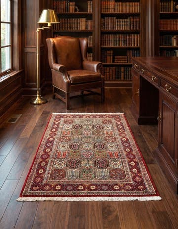 3' 6 x 4' 9 Hand Knotted Qom Persian Rug
