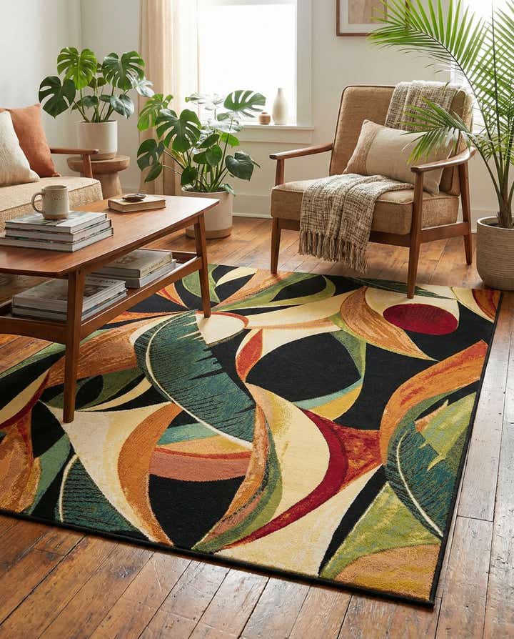 5' x 7' Easy-Clean Botanical Indoor / Outdoor Rug
