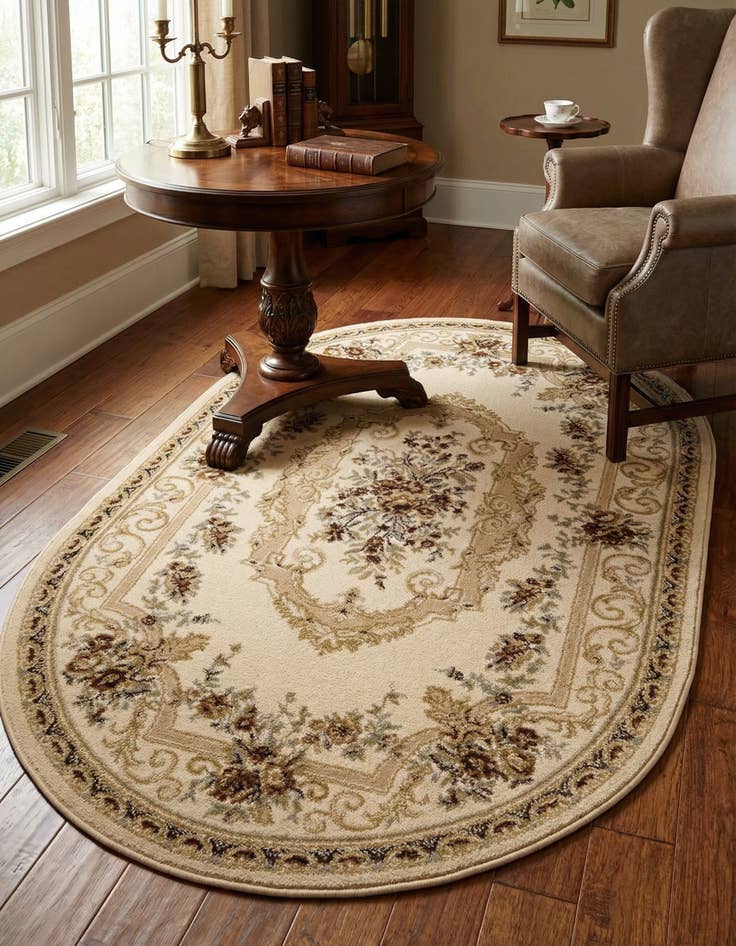 Detail image of 4' x 6' Classic Aubusson Oval Rug