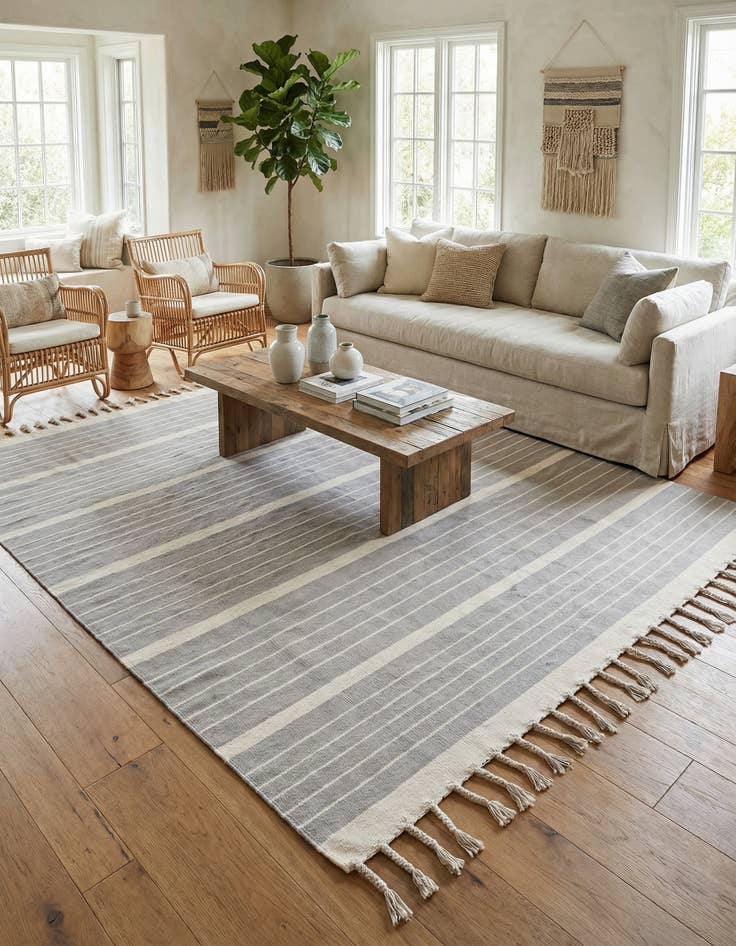 Detail image of 10' x 10'  Hand Woven Chindi Cotton Square Rug