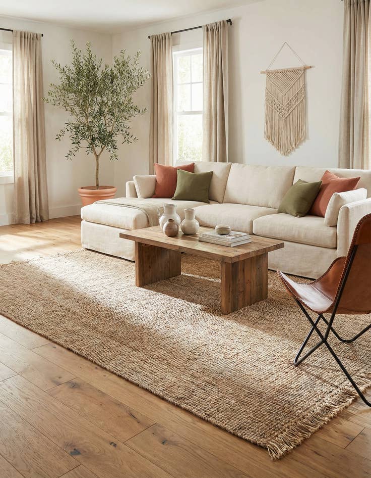 Detail image of 9' x 12' Hand Woven Chunky Jute Rug