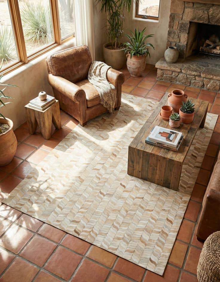 Detail image of 5' 8 x 7' 8 Cowhide Stocks Rug