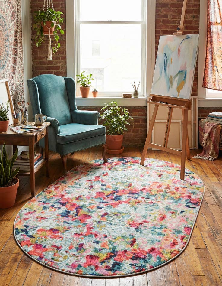 Detail image of 5' 3 x 8'  Washable Spectrum Oval Rug