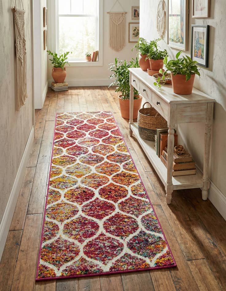Detail image of 2' x 6' Lattice Frieze Runner Rug