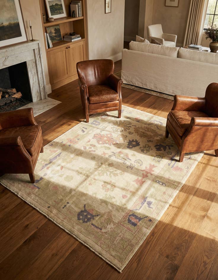 Detail image of 4' 7 x 6' 1 Hand Knotted Oushak Wool Rug