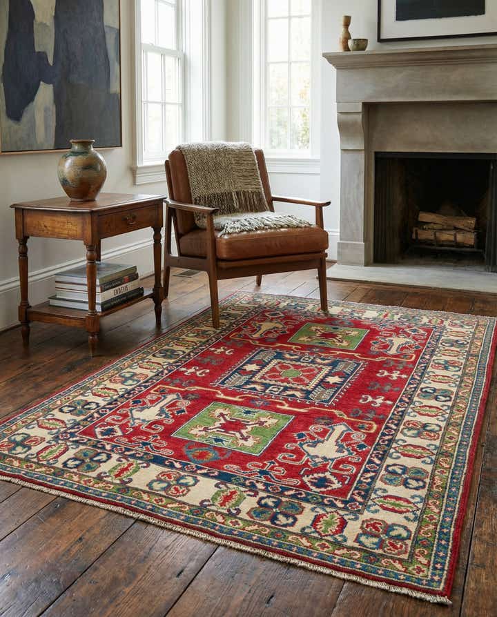 4' x 6' 1 Hand Knotted Kazak Rug