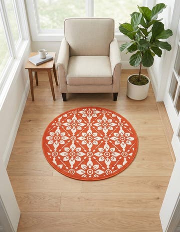 3' x 3' Easy-Clean Trellis Indoor / Outdoor Round Rug
