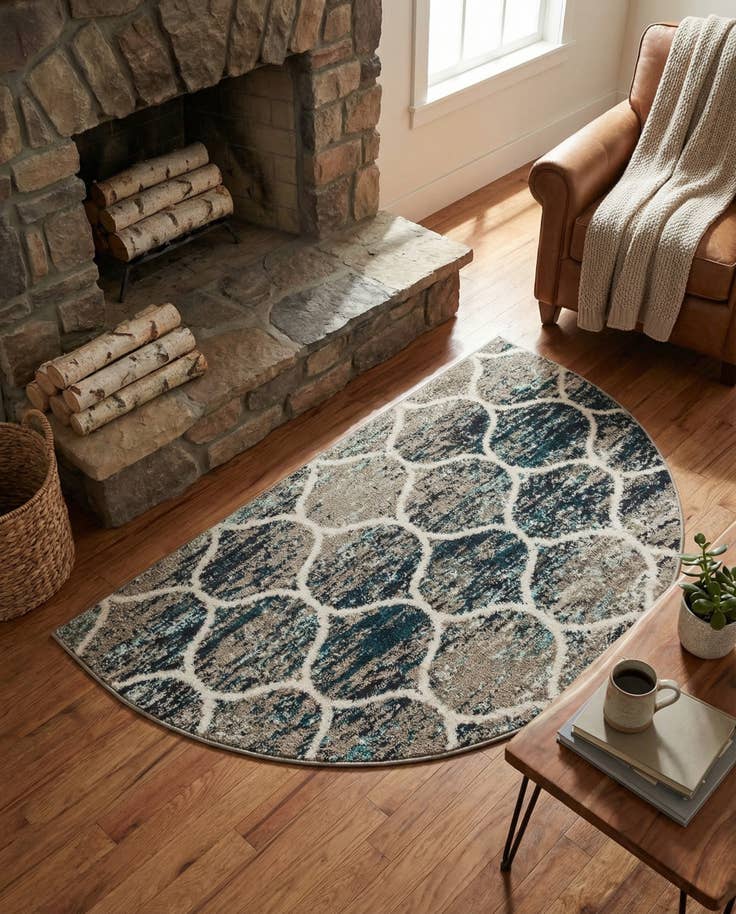 Detail image of 2' 7 x 4' Lattice Frieze Hearth Rug