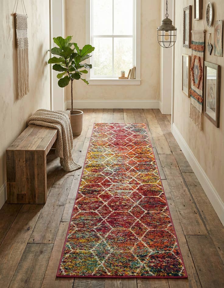 Detail image of  2' x 8' 8 Lattice Frieze Runner Rug