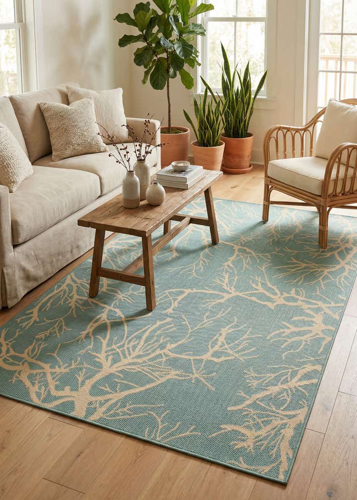 5' x 8' Easy-Clean Botanical Indoor / Outdoor Rug