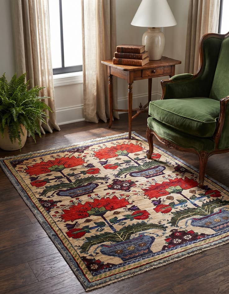 Detail image of 2' 8 x 4' Hand Knotted Ariana Ziegler Rug