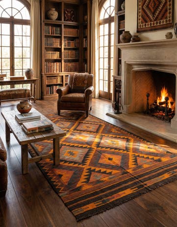 4' 7 x 8' 1 Hand Woven Kilim Afghan Wool Rug