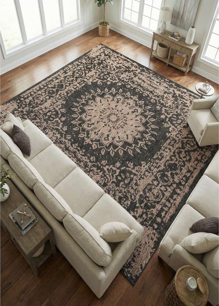 10' x 10' Easy-Clean Traditional Indoor / Outdoor Square Rug